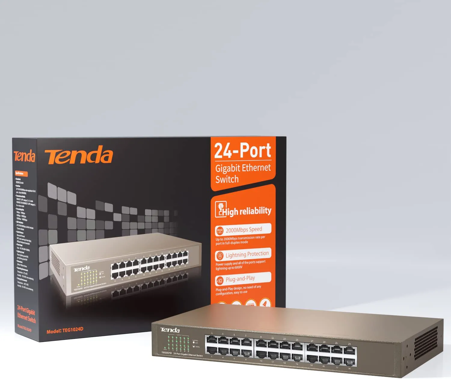 Tenda Switch Porte Gigabit Ethernet Switch No Gestito