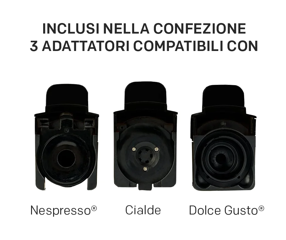 PYRAMIDEA Macchina Caffè con 3 adattatori compatibili con Capsule  Nespresso® Capsule DolceGusto® e Cialde 2 lunghezze Caffè colore Beige -  ICP31MB IdeaCaffè