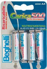 Beghelli 8851 Batterie Stilo AA Ricaricabili confezione 4 pz  Carica 500