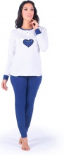 Blanco Raya S8W010 Pigiama Donna Cotone 100% Maglietta e Pantalone Tg. XL BiancoBlu