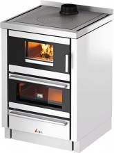 Cadel 71220013 Cucina a Legna con Forno in Acciaio 6.2 kW 177 m3 60x60 cm Inox KOOK 60V