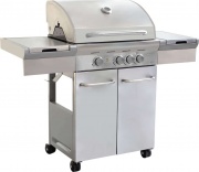 VivaGarden BQ804107 Barbecue a Gas 3 Fuochi + 1 in Acciaio cm 133,5x52x114,5 h Grigio