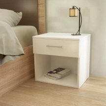 DecHome MK801507 Comodino con Cassetto Puebla in Truciolato cm 44,5x35x43,5 h Bianco