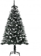 DecHome 359V01 Albero di Natale Innevato con Bacche Decorative Bianche 150cm Verde