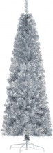 DecHome 369V01 Albero di Natale Artificiale Alto Stretto Base Rimovibile 180cm Argento