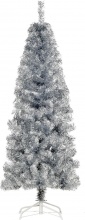 DecHome 369 Albero di Natale Artificiale Alto Stretto Base Rimovibile 150cm Argento