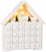 DecHome 416 Calendario dellAvvento in Legno Villaggio di Natale 39x9x42cm Bianco