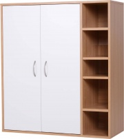 DecHome Appendiabiti in legno per Bambini con Ripiani e Ganci Laterali  63x37x103cm Bianco - 30ek311