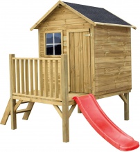 DecHome AL806830 Casetta per Bambini in Legno con Scivolo e scaletta 174x155x212cm