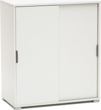 DecHome MR805009 Mobiletto 2 Ante scorrevoli in legno Truciolare 75x38x85 cm Bianco