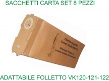 Domestik Line 880324 Sacchetti Carta 8 per Vk120 121 122 Compatibile