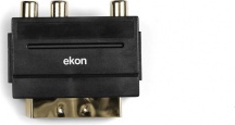Ekon ECVSCAR3RCAFVHS Cavo e Adattatore Video Scart 21-Pin Nero