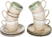 Galileo Elegance Set 6 Tazzine Caffe' Con Piattino In Stoneware 90