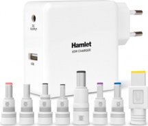 Hamlet XPWNB65U Alimentatore Caricabatterie Notebook 65 W 8 Tips + USB Bianco