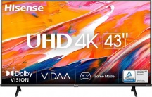 Hisense 43A69K Smart TV 43" 4K UHD LED DVBT2CS2 HDR USB Bluetooth Nero TVLHIS
