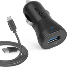 Sbs TECRKITMIC21AFAST Caricabatteria auto USB  Micro USB Universale Nero