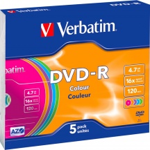 Verbatim 43557 Confezione n5 DVD-R Colour 16x 4,7 GB