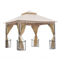 Amicasa Gazebo Giardino 3x4 mt in Ferro con Teli Laterali Zanzariere  Copertura Top in Poliestere colore Beige - Oregon