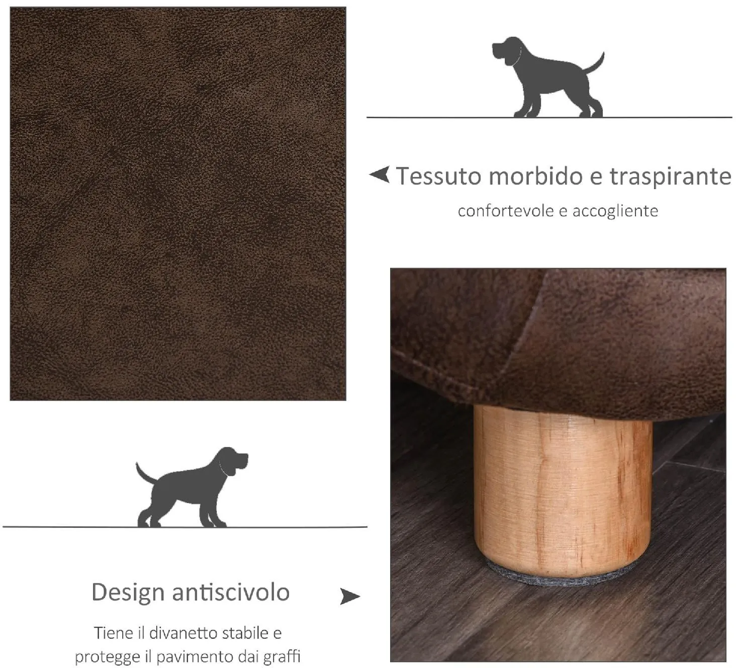 AllMyPets Cuccia per Cani da Interno Taglia Medio Grande Divanetto con  Cuscino Imbottito e Rivestimento Sfoderabile colore Grigio - 153CG