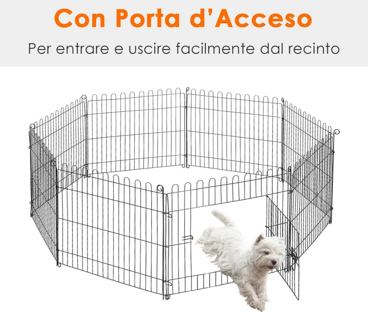 PawHut Recinto per Cani Gatti Cuccioli Roditori Recinzione Rete Gabbia 8  Pezzi Nero 61 x 61cm