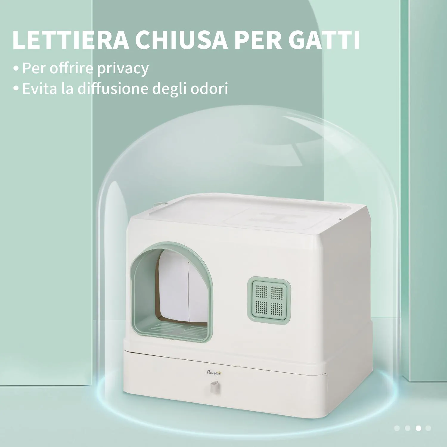 Lettiera per Gatti Chiusa con Fontanella Vassoio 50x40x40cm e Bianca  AllMyPets