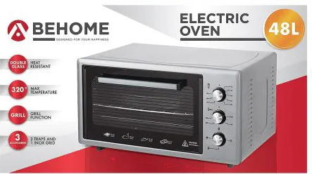 Behome Forno Elettrico 48 litri Ventilato Smaltato Autopulente con