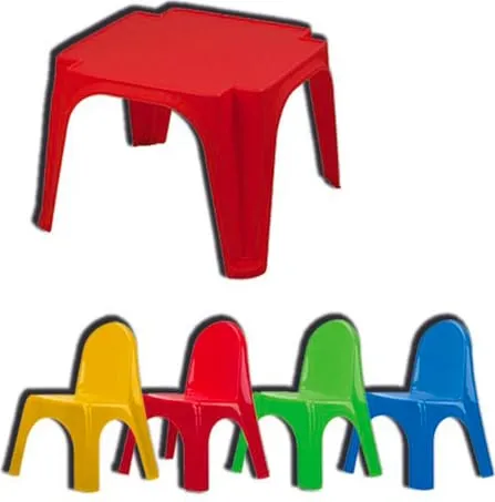 Biemme by Bcs Tavolo da Giardino set Tavolino e sedie 4 per Bambini in  Plastica colori Assortiti - 2093-R