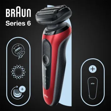 Braun Rasoio elettrico Wet&Dry Senza fili testina oscillante SensoFlex -  61-R1000S Serie 6