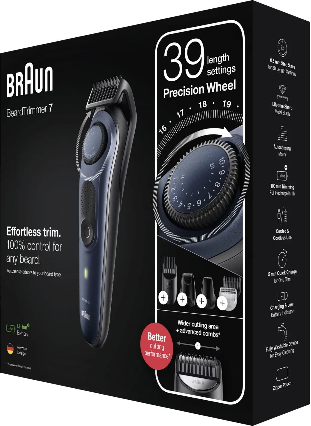 BRAUN BT7330 Braun BeardTrimmer 7 Regolabarba 7 BT7330, Regolabarba Uomo,  Tagliacapelli, Per Viso, Capelli