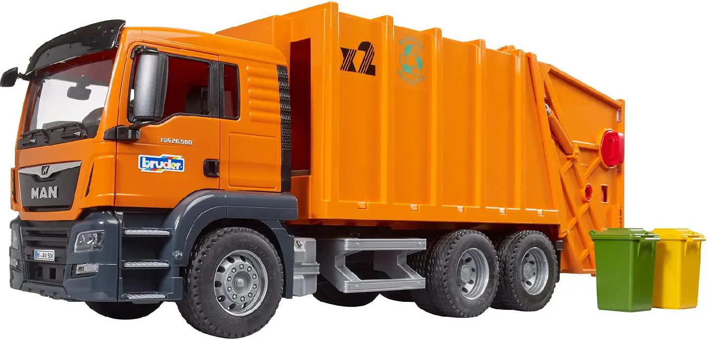 Bruder Camion Trasporto Rifiuti Arancione Veicolo Giocattolo Scala 1:16 per  Bambini da 3+ Anni - 03760