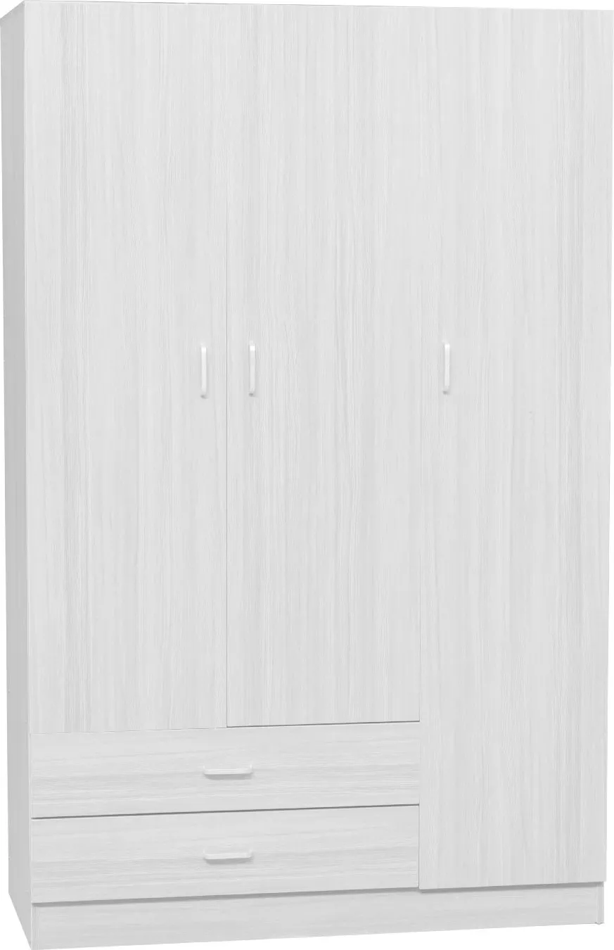 Casa Collection Armadio 3 Ante con 2 Cassetti in Legno Truciolare  120x52x190 cm colore Bianco Legno - 41966