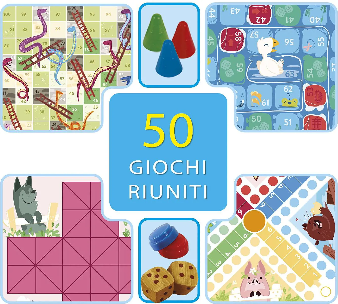 Clementoni 50 Giochi Riuniti - Gioco da Tavolo per Bambini da 4+