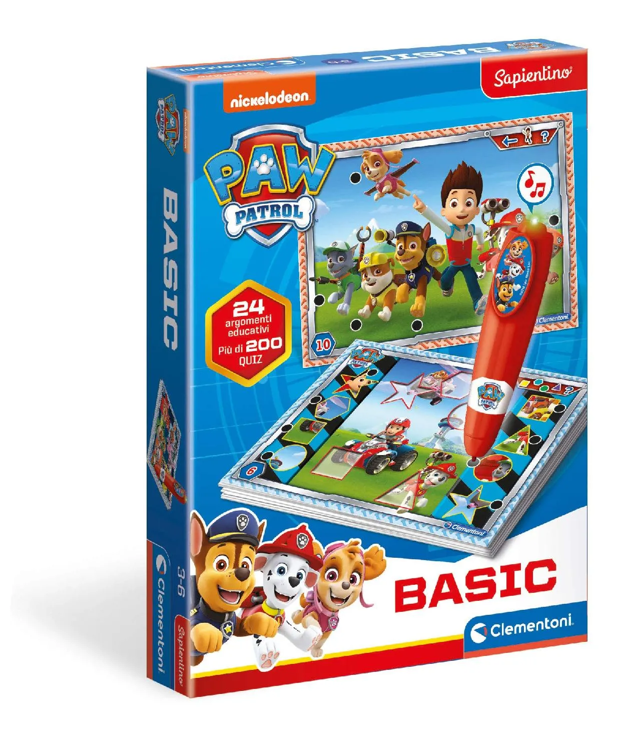 Clementoni Sapientino Basic Paw Patrol - Gioco Educativo Elettronico con Penna  interattiva Giocattolo per Bambini da 3+ Anni - 16334