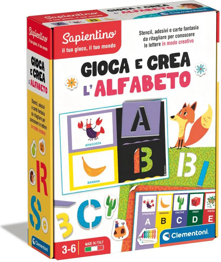 Clementoni Sapientino Gioca e Crea L'alfabeto Stencil e Lettere - Puzzle da  comporre Gioco Educativo per Imparare Alfabeto Giocattolo per Bambini da 3+  Anni - 16726