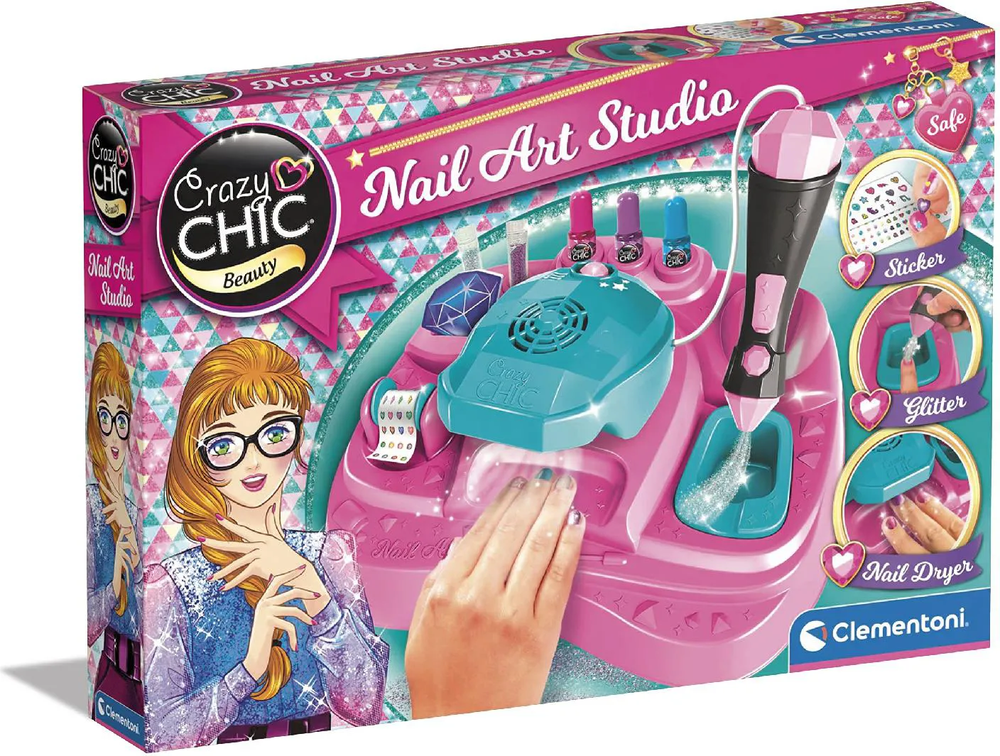 Clementoni Crazy Chic Nail Art Studio - Atelier per Unghie con Smalti e Kit  Decorativo Gioco Creativo Giocattolo per Bambina da 6+ Anni - 18730