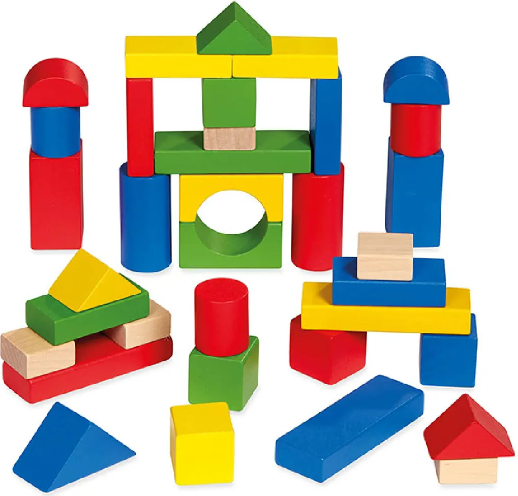 BLOCCHI COLORATI IN LEGNO COSTRUZIONI BUILDING BLOCKS PER BAMBINI 3+ ANNI