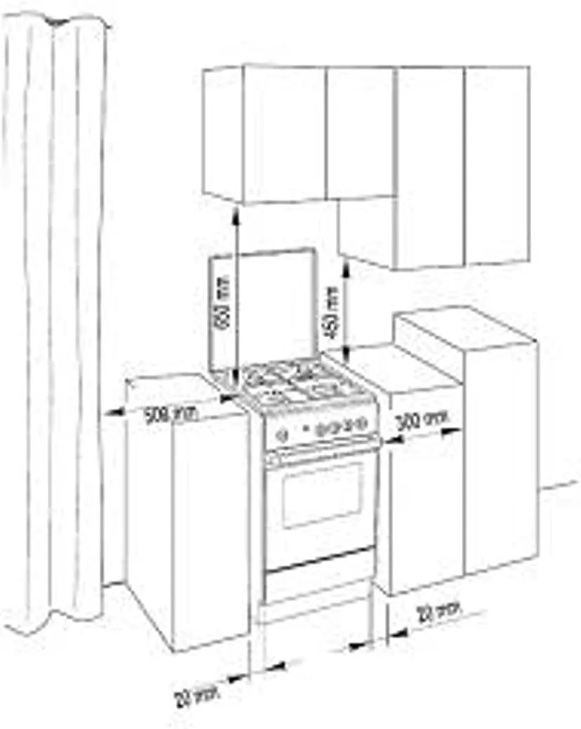 Cucina SN554WG | 50x50 cm, forno a gas