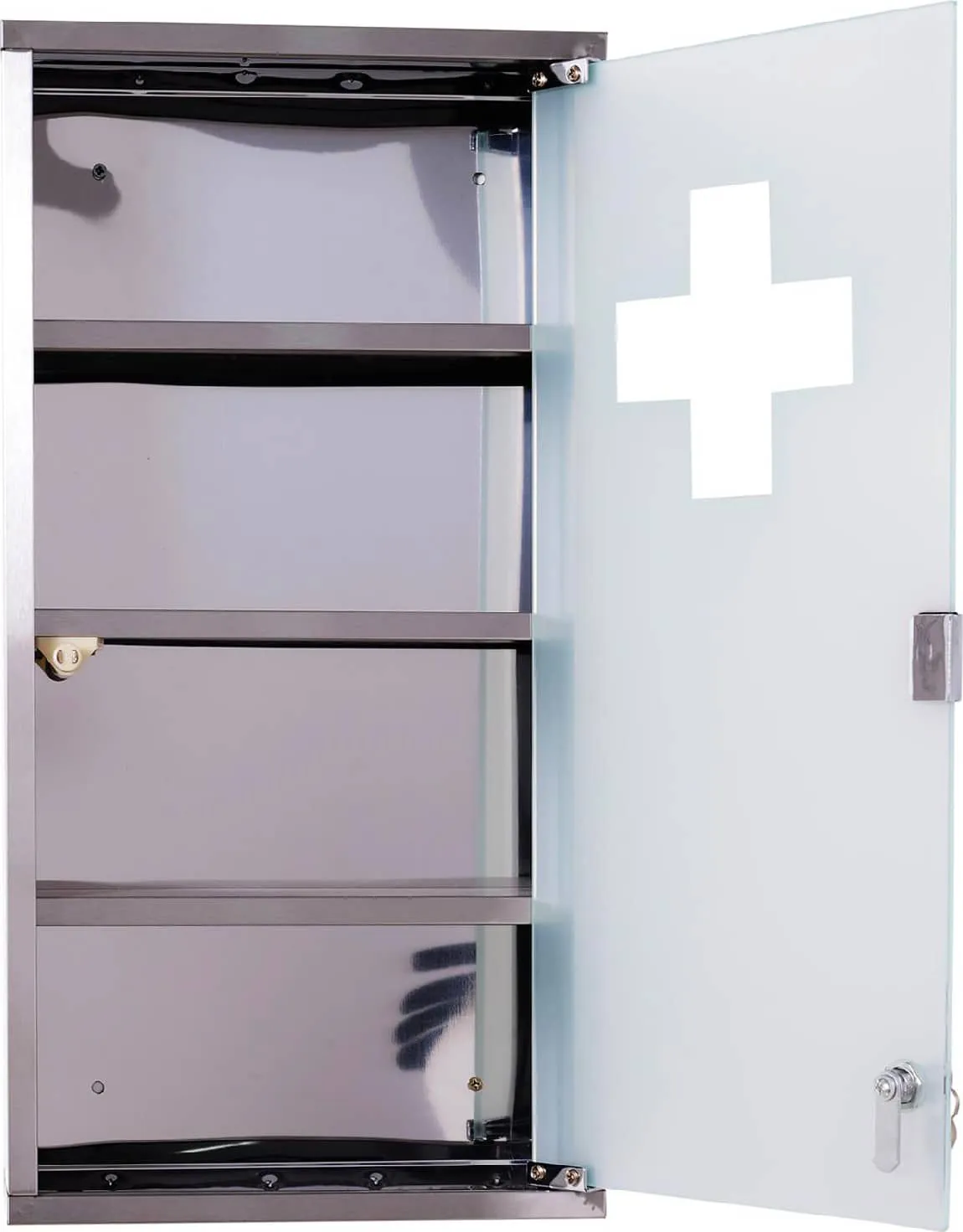 HomCom Armadietto Medicinale Cassetta Porta Medicina a Quattro Ripiani in  Acciaio Inox 30 x 12 x 60cm