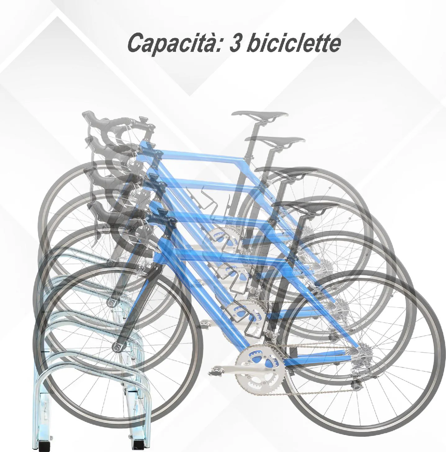 Il numero 1 del risparmio-RASTRELLIERA PORTABICICLETTE PARCHEGGIO PER 4  BICICLETTE IN ACCIAIO 110X33X27 CM