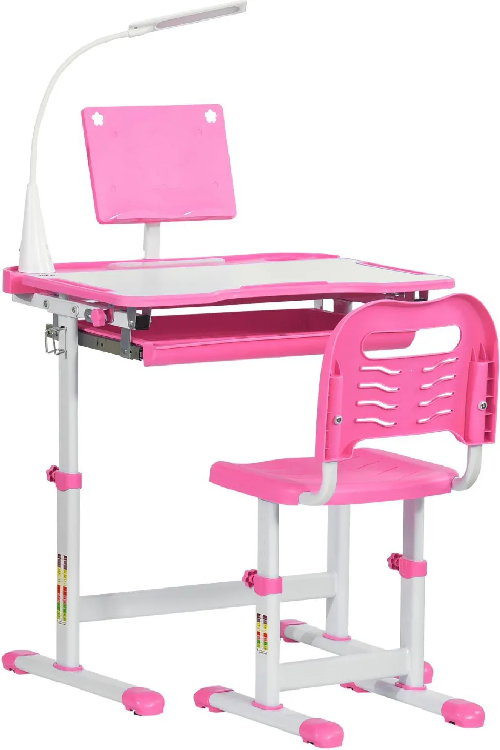 DecHome Banco Scuola con Sedia per Bambini 6-12 Anni Altezza Regolabile  Piano Inclinabile colore Rosa 062PK3