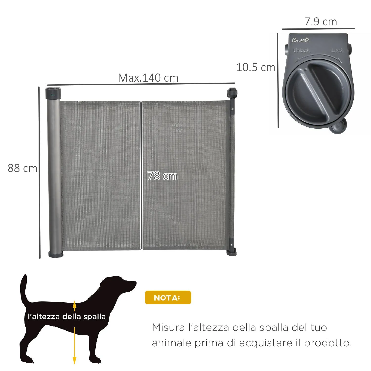 DecHome Cancelletto per Cani Barriera di Sicurezza per Cani Estensibile  fino 140cm per Porte e Scale - 111GYD06