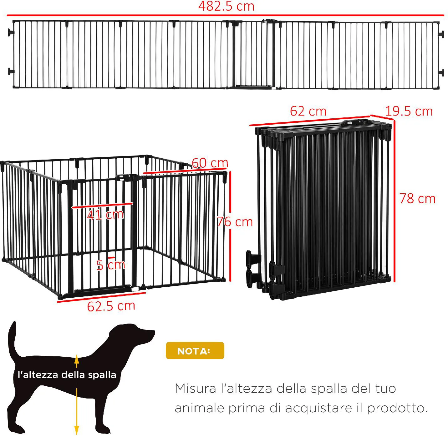 DecHome Recinto per Cani Pieghevole 8 Sezioni Cancellino Barriera