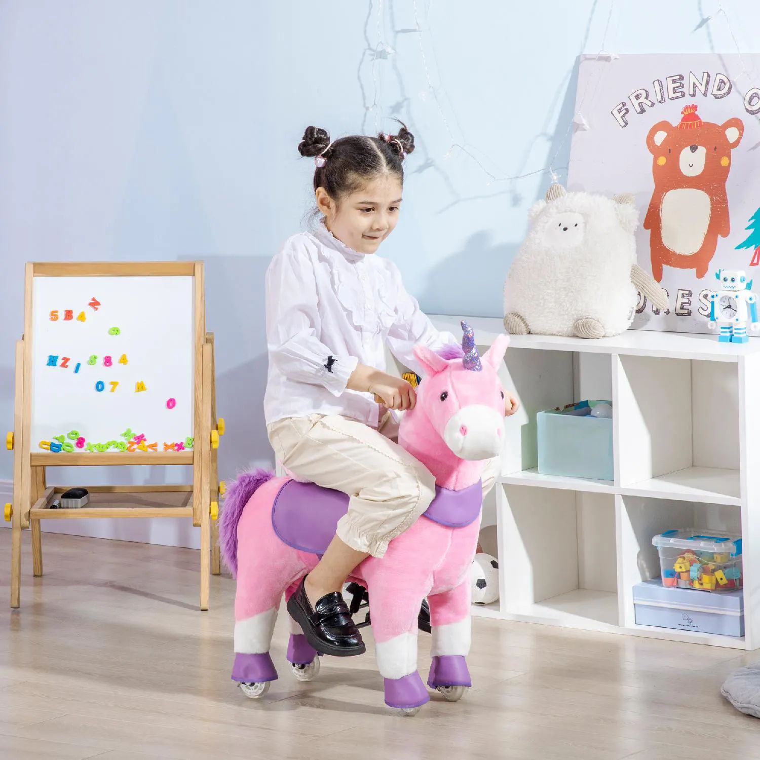 WOLTU Cavallo a Dondolo in Legno Unicorno Giocattolo Cavalcabile per Bambini