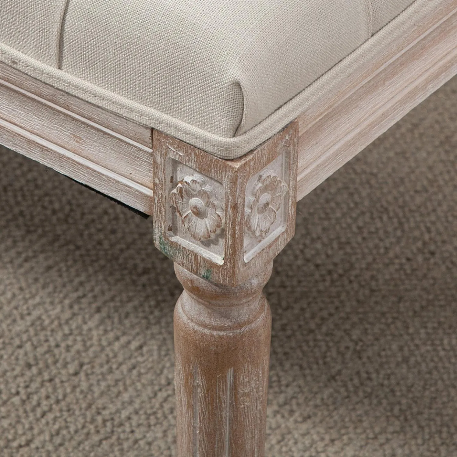 DecHome Panca Fondo Letto con Gambe in Legno Ottomana per Camera da Letto e  Ingresso Beige