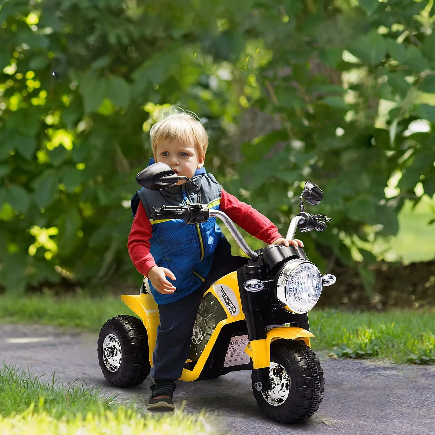 DecHome Moto Elettrica per Bambini 18-36 mesi a 3 Ruote Batteria  Ricaricabile Giallo - 188V90YL/370