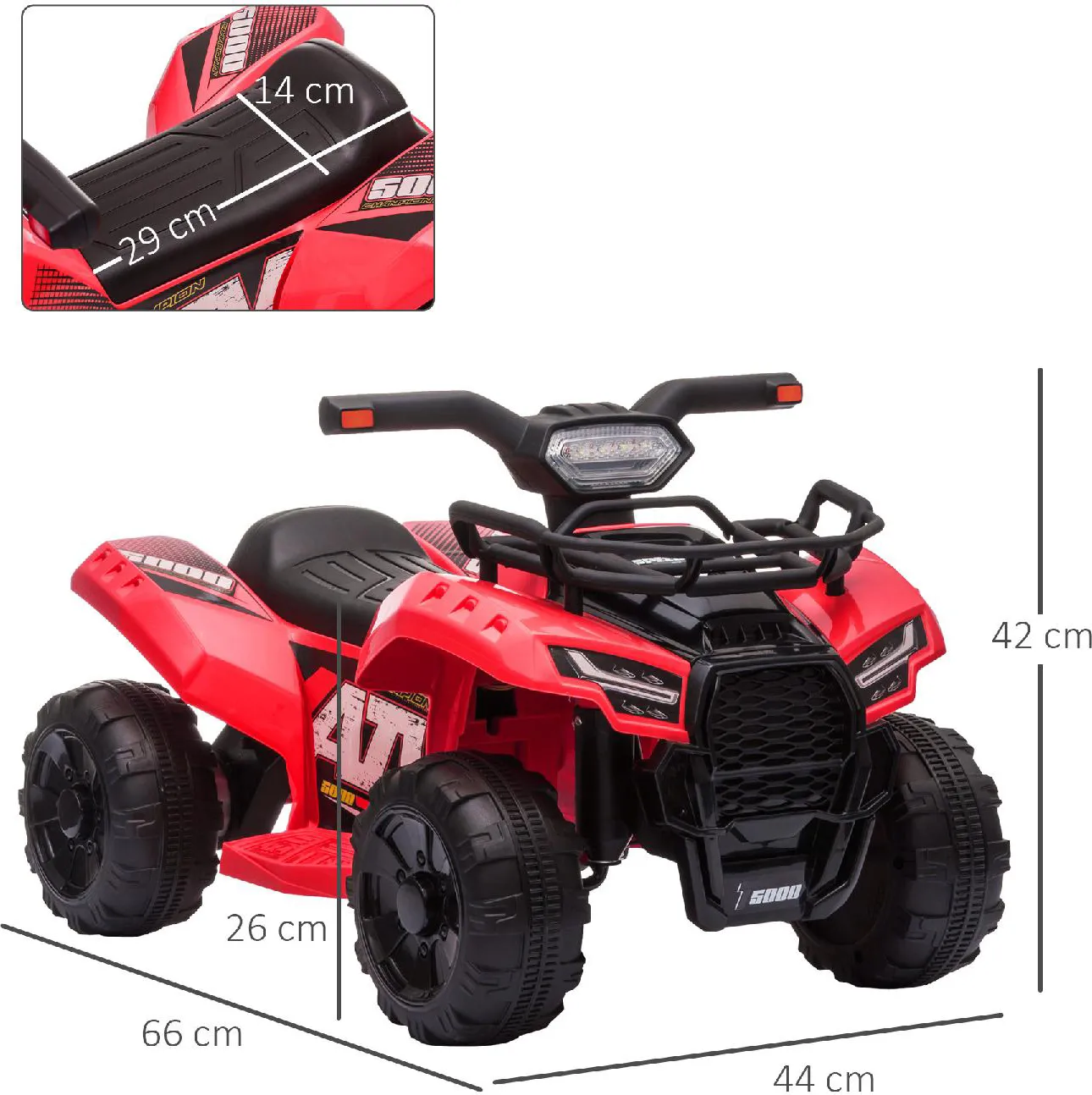 DecHome Macchina Elettrica per Bambini Quad Elettrico 6V Fari e Pedale 18+  Mesi colore Rosso - 189V90RD