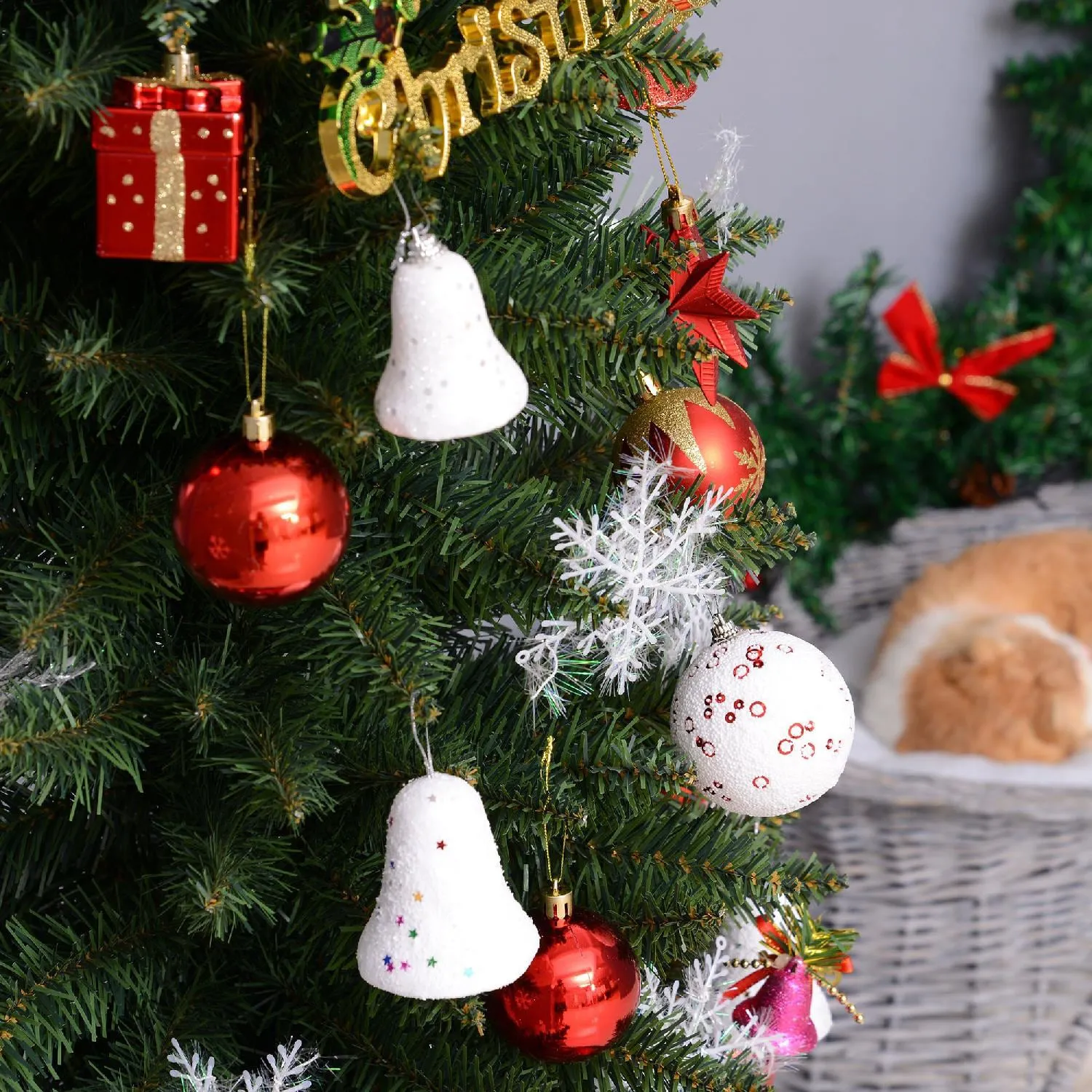 DecHome Albero di Natale Slim h. 210 cm in PVC con Base in