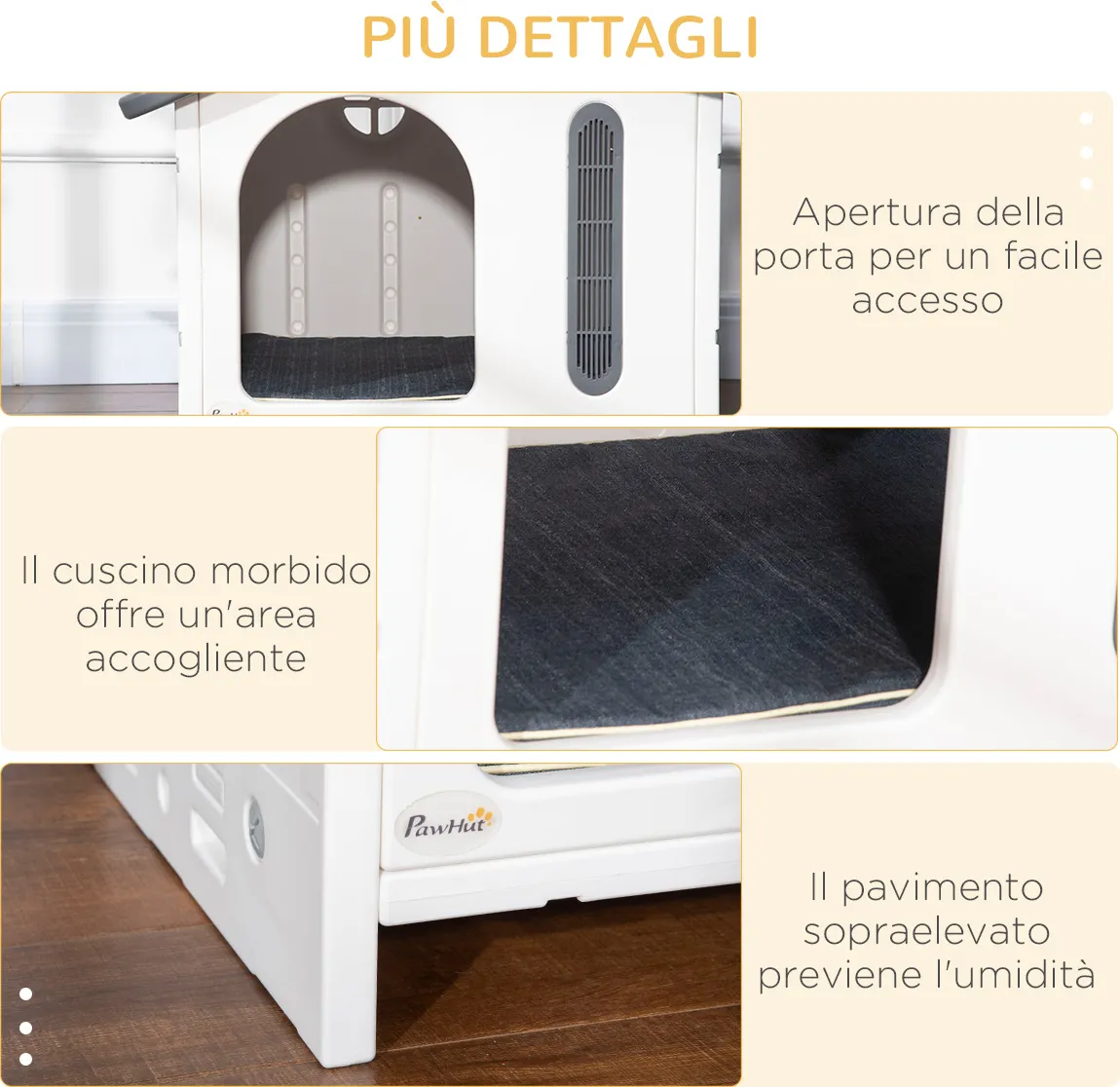 DecHome Casetta per Cani con Terrazza Scaletta e Finestra 121x77x78cm  Grigio chiaro