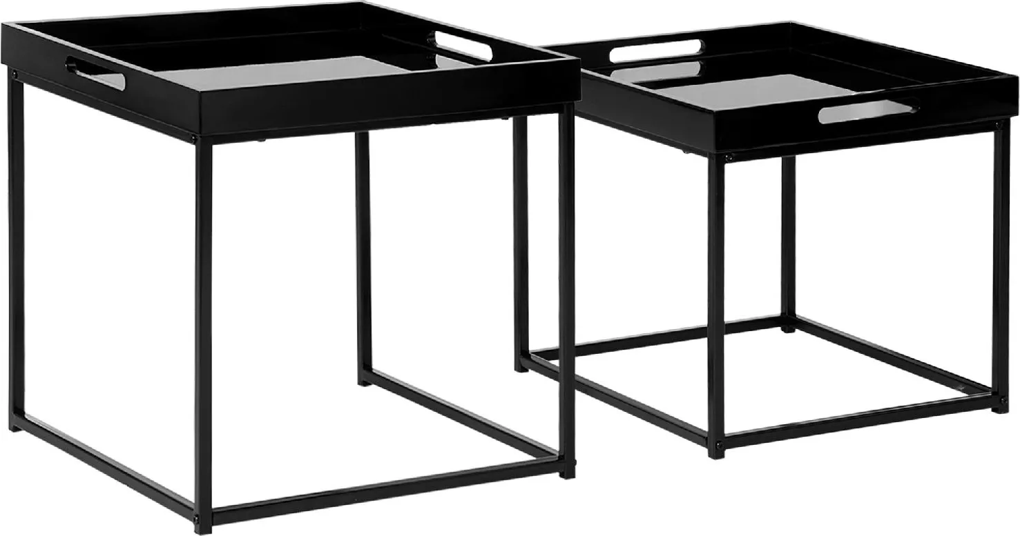 DecHome Tavolini Salotto Sovrapponibili Stile Industriale in MDF e Acciaio  Nero e Marrone Rustico - 00RB-839