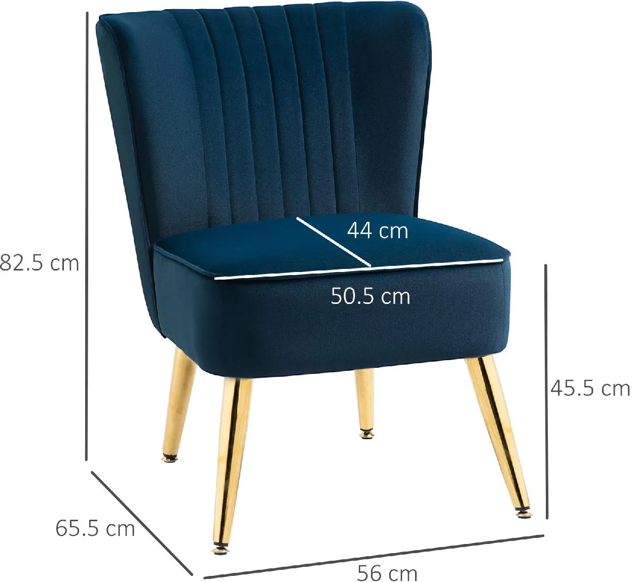 DecHome Poltrona Vintage di Design in Velluto colore Blu schienale